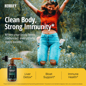 Gouttes HERBIFY avec échinacée sur fond blanc