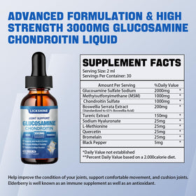 Gouttes Lickshine Glucosamine Chondroïtine avec dosage de 2000mg