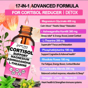 Gouttes liquides AMENQ hHEALTH pour le cortisol, préparation et ingrédients