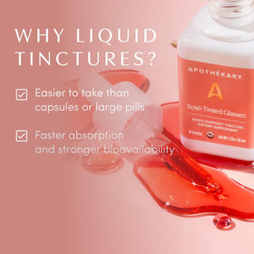 Gouttes liquides Apothékary Rosé-Tinted Glasses avec ingrédients visibles