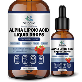 Gouttes liquides d'acide alpha-lipoïque Scibalia 1000mg vue de face
