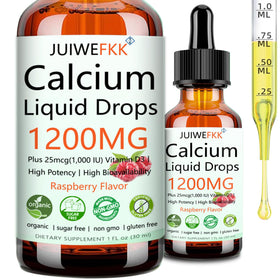 Gouttes liquides de Calcium 1200mg avec Vitamine D3 au goût framboise