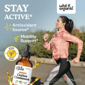 Gouttes liquides de cannelle de Ceylan Wild & Organic avec étiquette