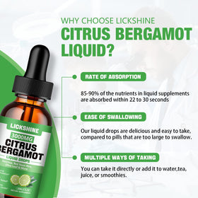 Gouttes liquides de citron bergamote lickshine avec des ingrédients naturels