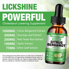 Gouttes liquides de citron bergamote lickshine sur une table