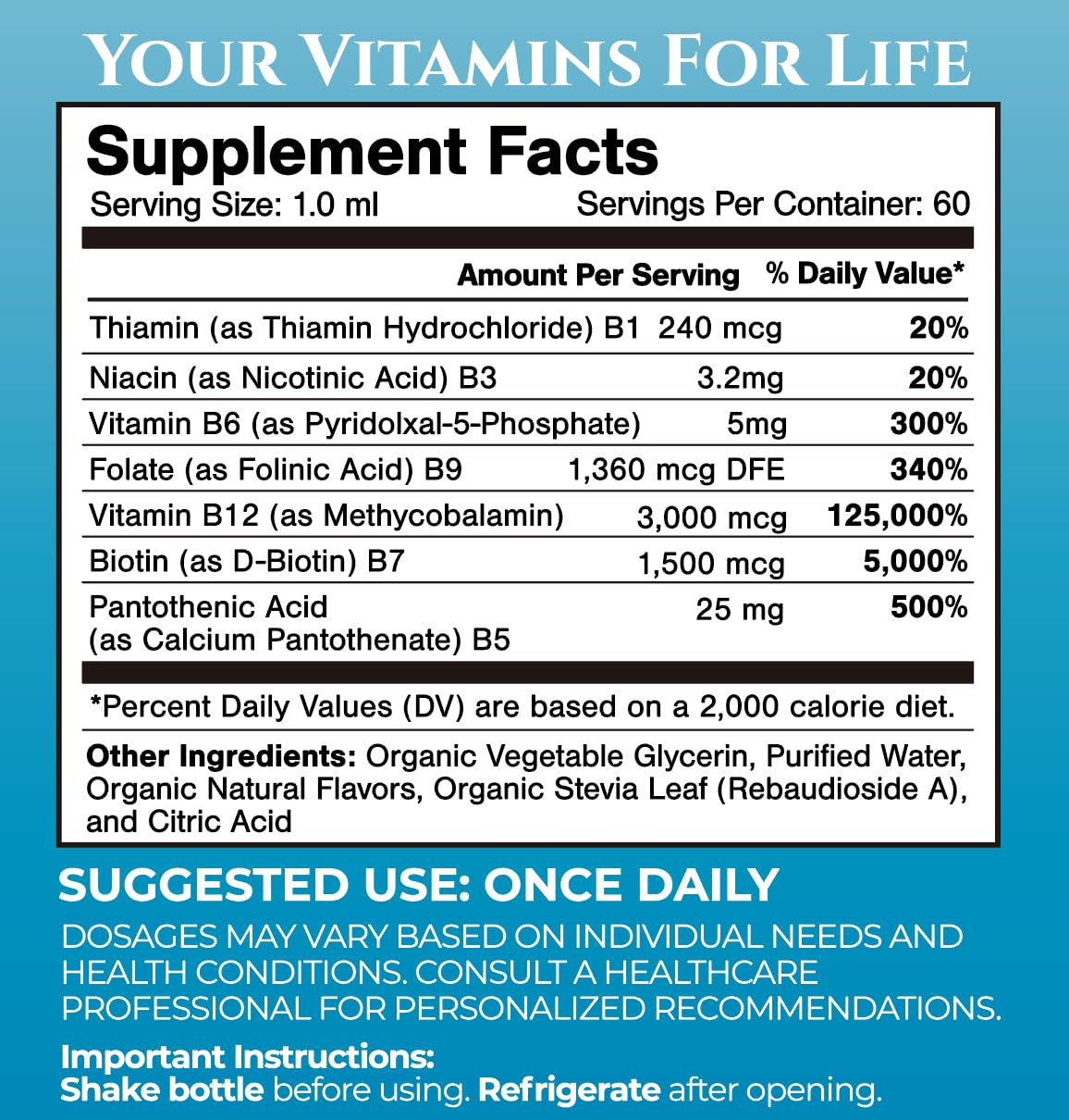 Gouttes liquides de Complexe de Vitamines B Tropical Oasis