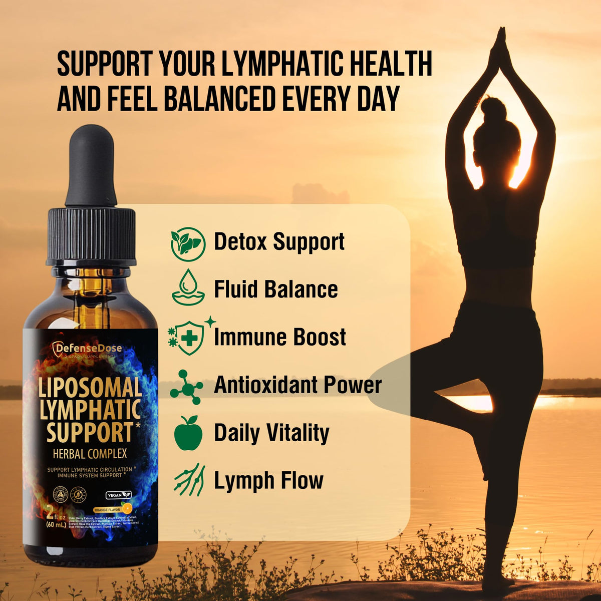 Gouttes Liquides de Drainage Lymphatique Defense Dose avec étiquette