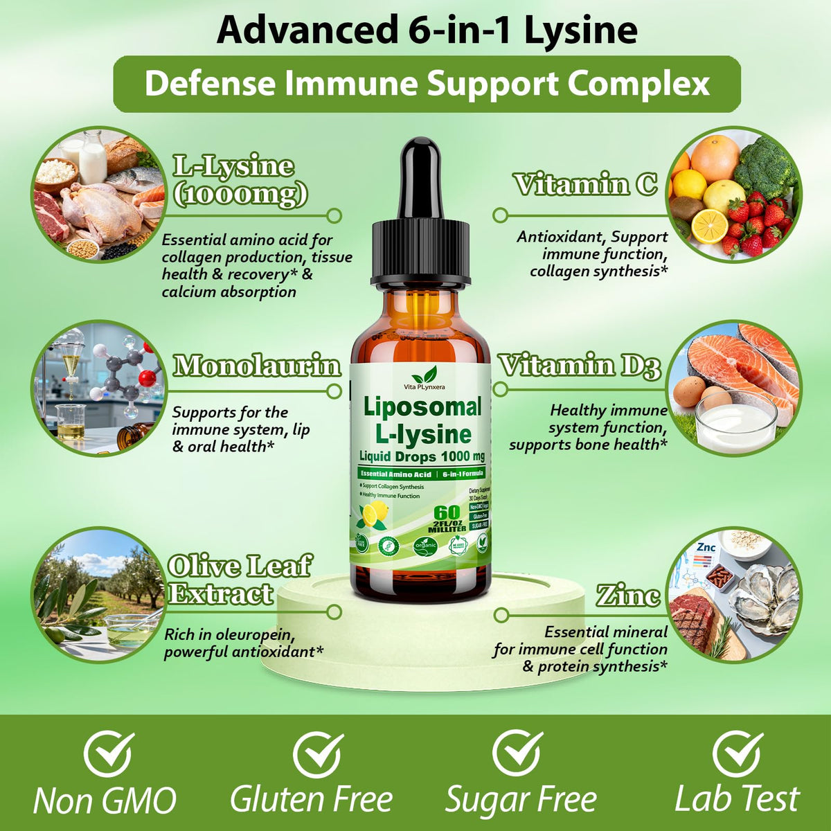 Gouttes liquides de L-Lysine avec pipette