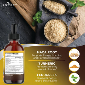 Gouttes Liquides de Maca sur un fond naturel