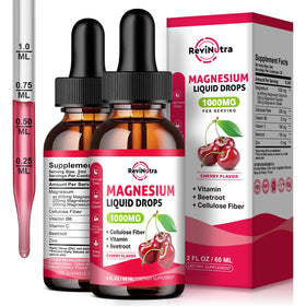 Gouttes liquides de magnésium ReviNutra 2 pack avec étiquette cerise