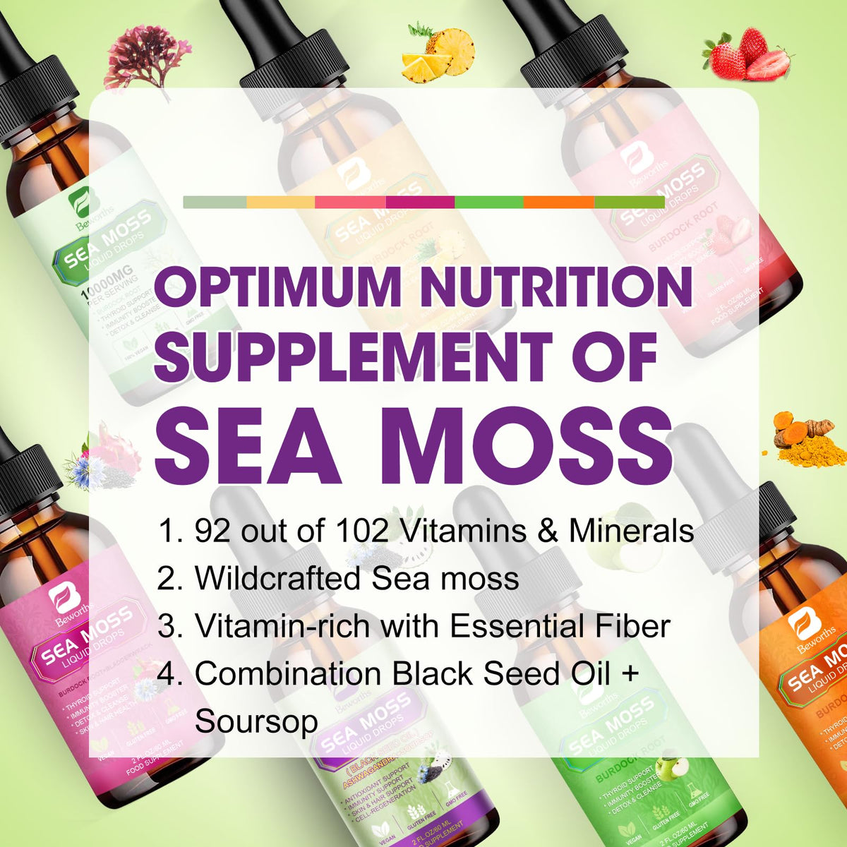 Gouttes liquides de mousse de mer B BEWORTHS avec des fruits et des herbes