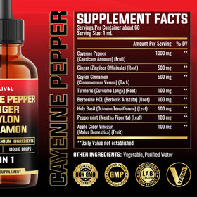 Gouttes liquides de piment de cayenne MILIVOL avec ingrédients visibles