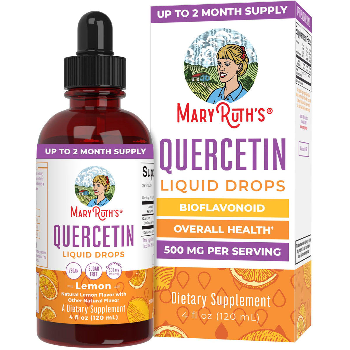 Gouttes liquides de Quercétine MARYRUTH'S 500mg, flacon avant