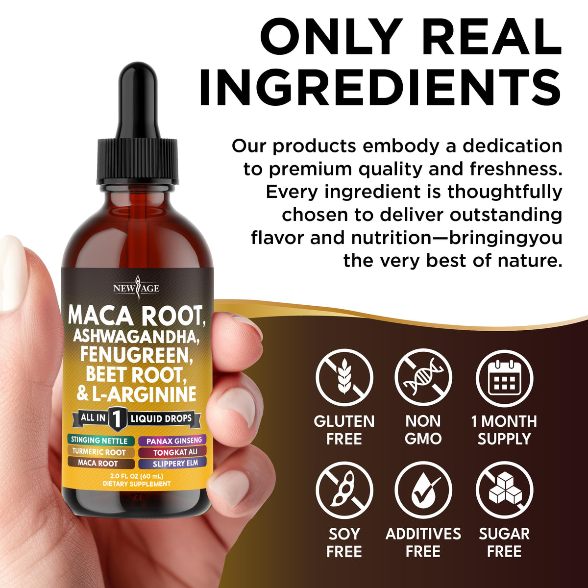 Gouttes liquides de racine de maca NEW AGE 240ml avec une cuillère