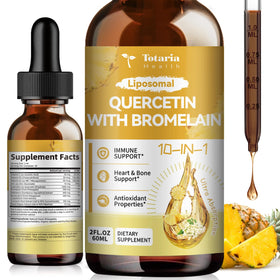 Gouttes liquides de Totaria Quercétine Liposomale 1000mg avec Bromélaïne 500mg, flacon avant