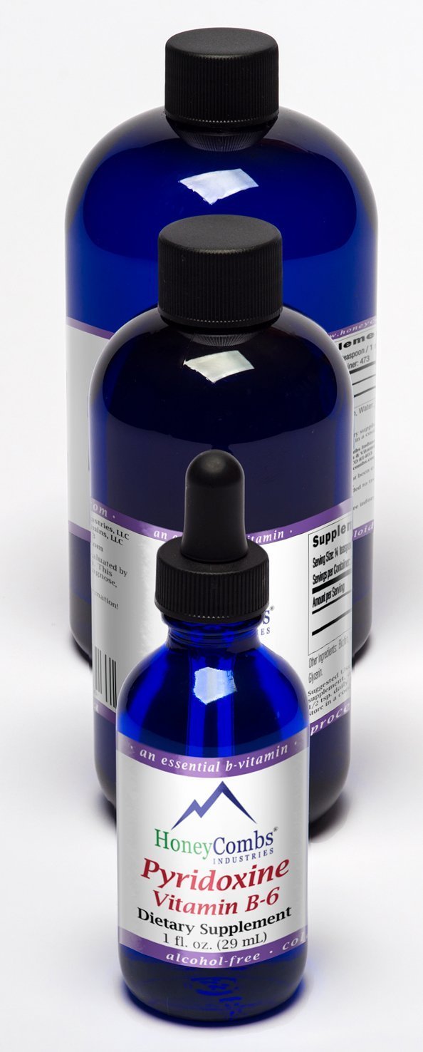 Gouttes liquides de vitamine B6 HoneyCombs 8 fl oz, flacon avec étiquette