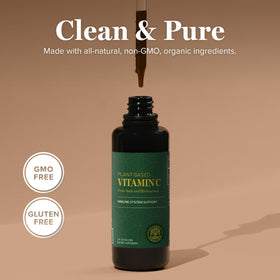 Gouttes liquides de vitamine C biologique Global Healing Center 180mg, vue latérale du flacon
