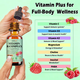 Gouttes liquides de vitamines B JUIWEFKK avec étiquette et ingrédients