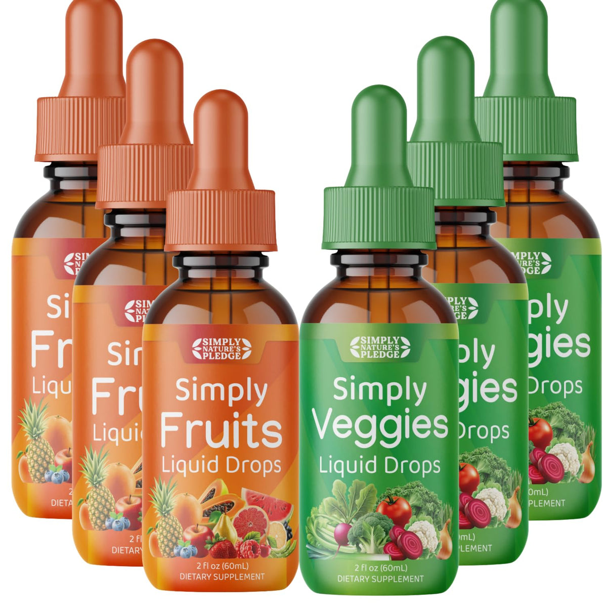 Gouttes Liquides Fruits & Légumes Simply Nature's Pledge 109g, bouteille vue de face
