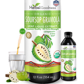 Gouttes liquides Graviola Soursop Herbal Goodness 12 Fl Oz vue de face
