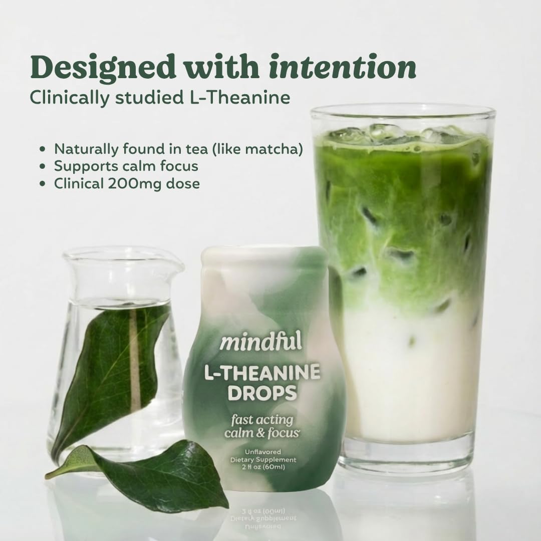 Gouttes liquides L-Theanine 200mg sur une table de bureau