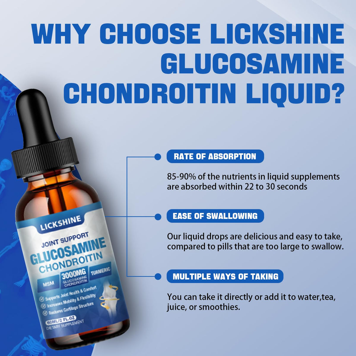 Gouttes liquides Lickshine pour un confort articulaire quotidien