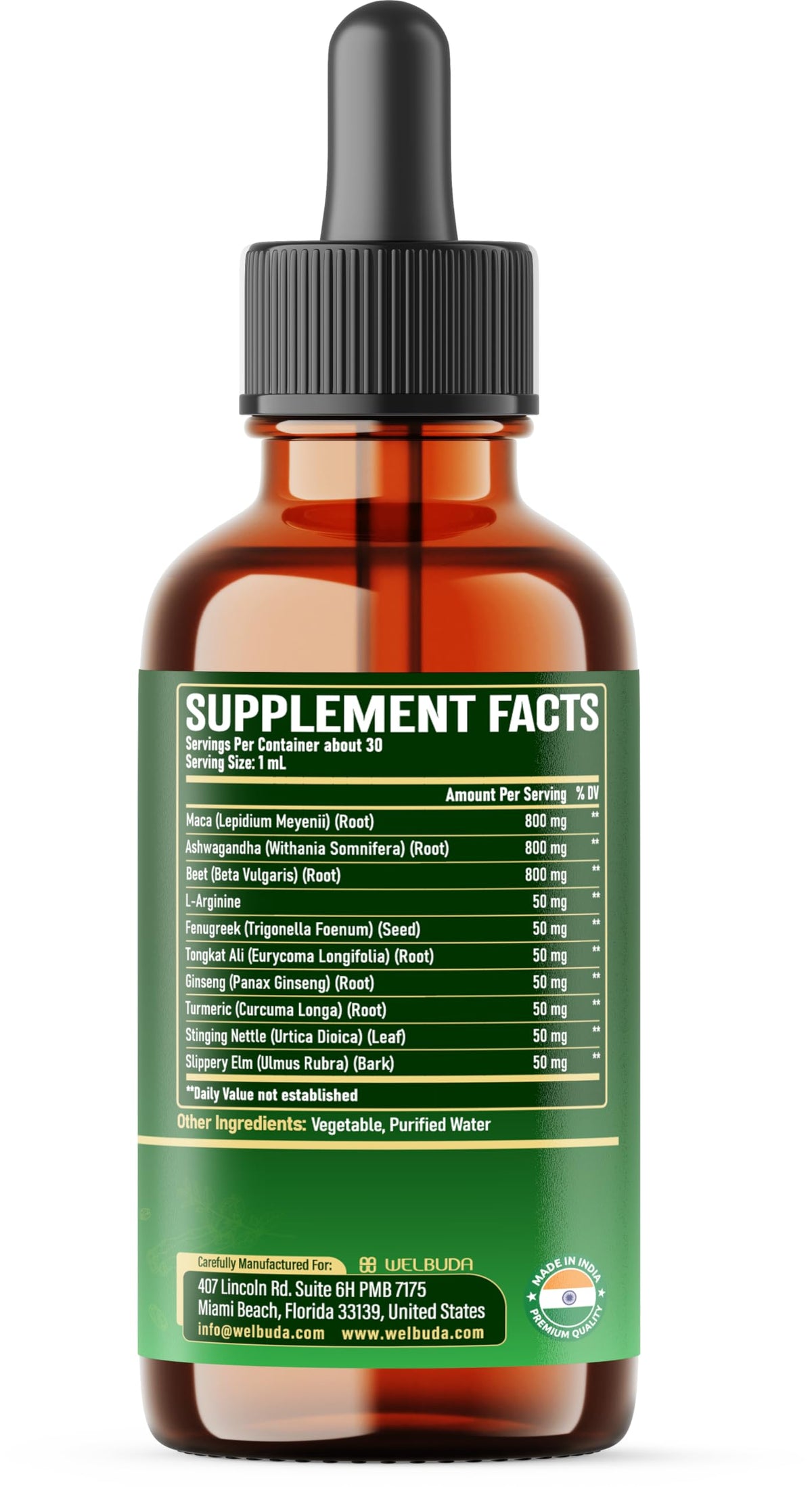 Gouttes liquides Maca WELBUDA sur un fond neutre