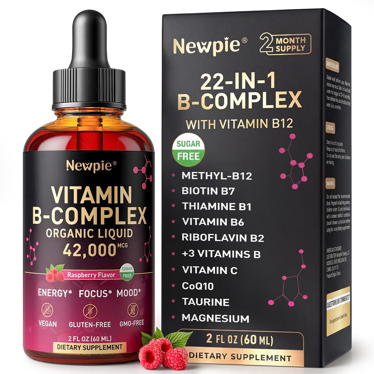 Gouttes liquides Newpie B Complex 8 en 1 vue avant avec étiquette