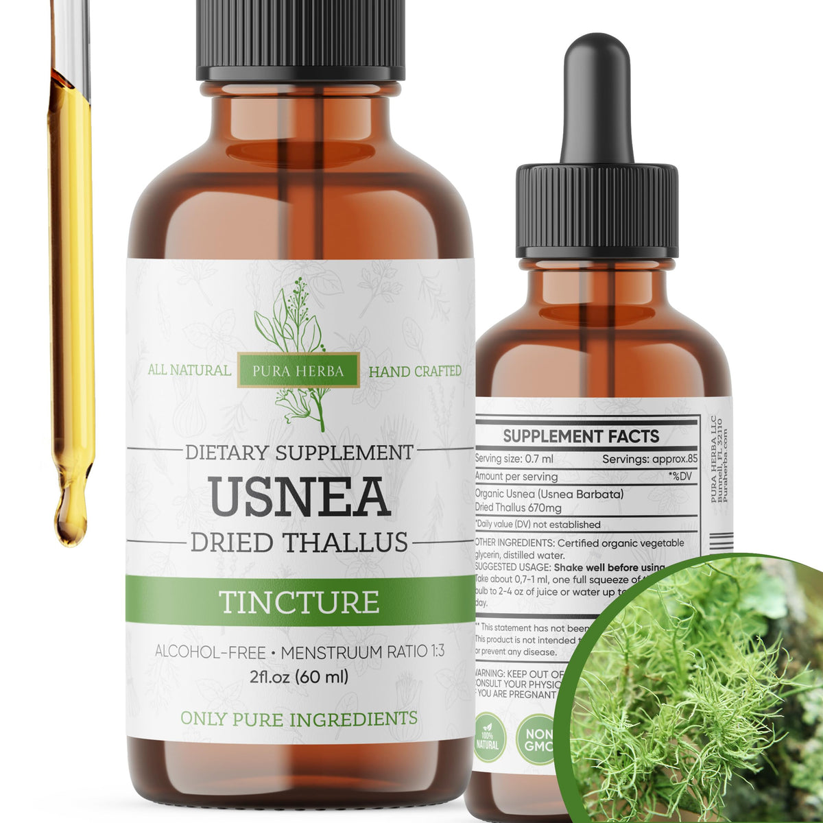 Gouttes liquides Usnée Bio Pura Herba 60 ml vue de face