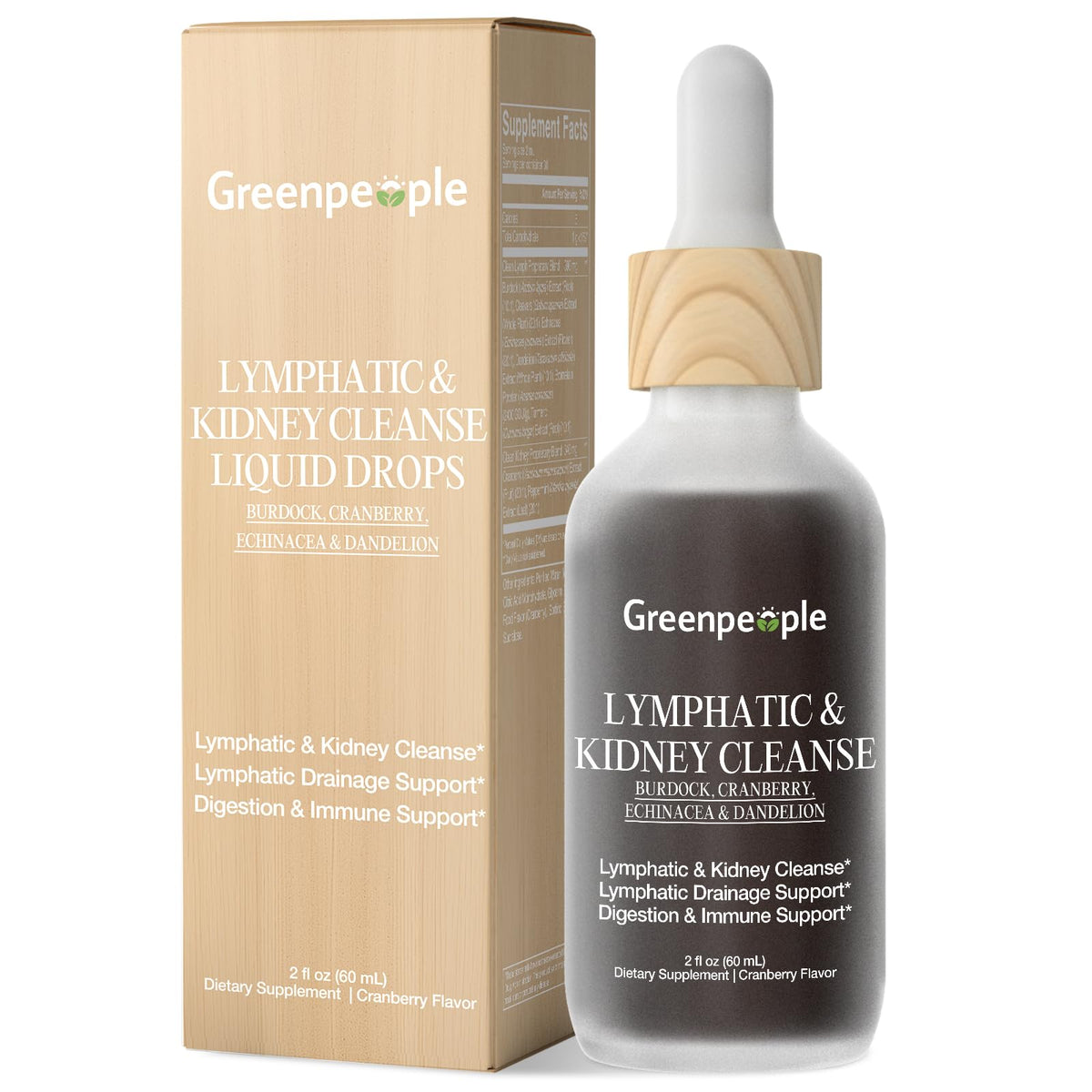 Gouttes lymphatiques et nettoyage des reins GREENPEOPLE 60ml vue de face