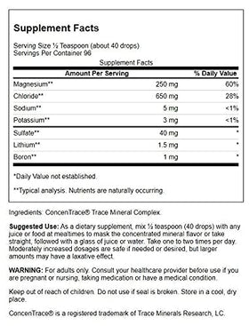 Gouttes minérales Concentrace avec étiquette, dosage
