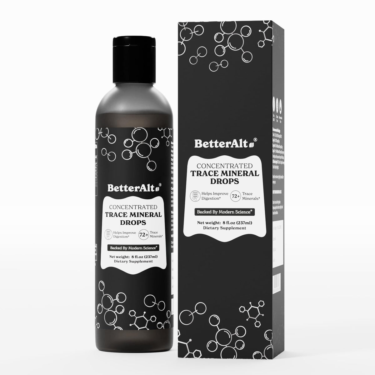 Gouttes minérales concentrées Better Alt 72+ minéraux flacon avant