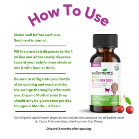Gouttes multivitamines bio en utilisation quotidienne