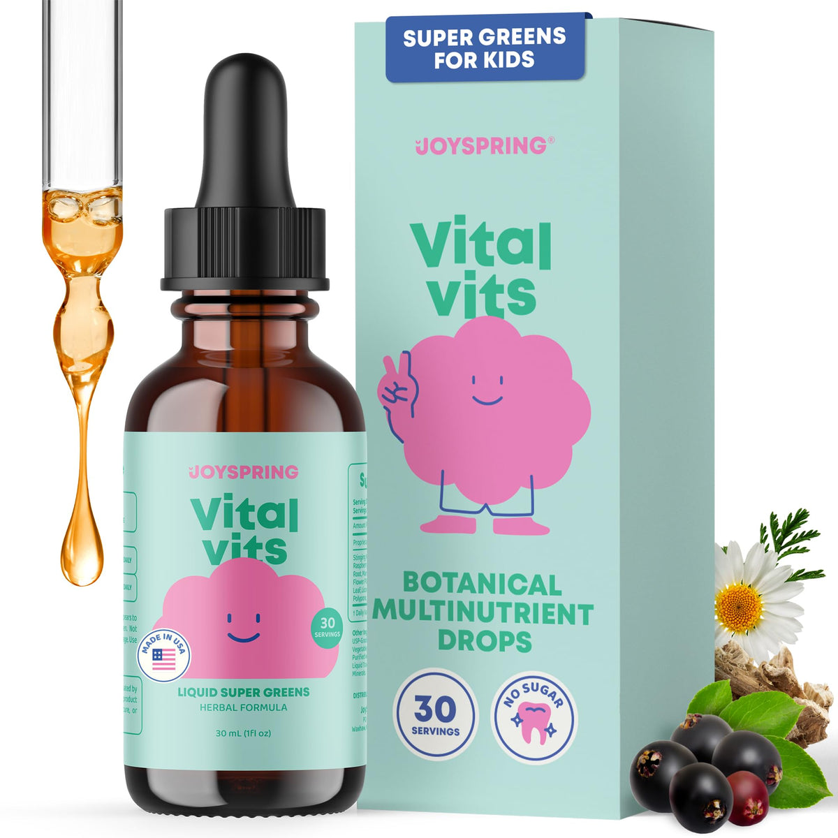 Gouttes multivitamines JoySpring Vital Vits flacon avant vue