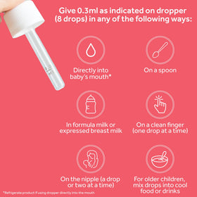 Gouttes Optibac Probiotics pour Bébé avec des ingrédients visibles