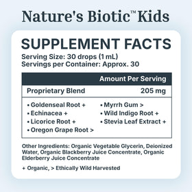Gouttes pour enfants Dr. Green Mom avec étiquette et dosage
