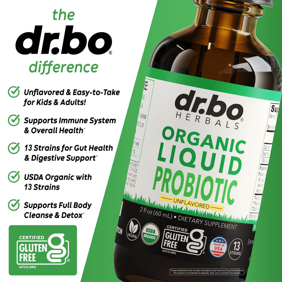 Gouttes probiotiques bio DR. BO avec compte-gouttes