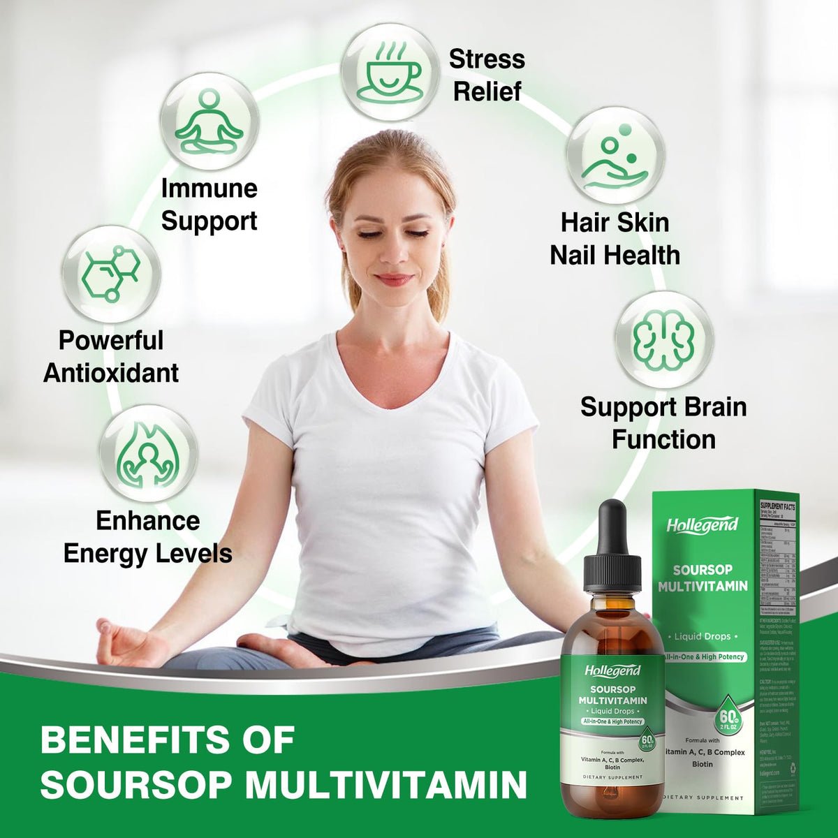 Gouttes Soursop HOLLEGEND sur un fond naturel