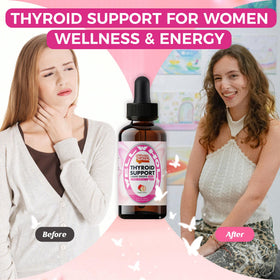 Gouttes thyroïdiennes Well&Whole avec ingrédients naturels en arrière-plan