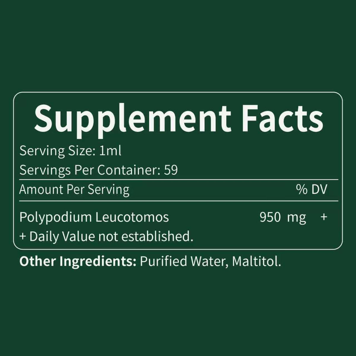 Gouttes Verdeherb Polypodium leucotomos avec verre d'eau