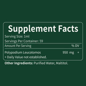 Gouttes Verdeherb Polypodium leucotomos avec verre d'eau