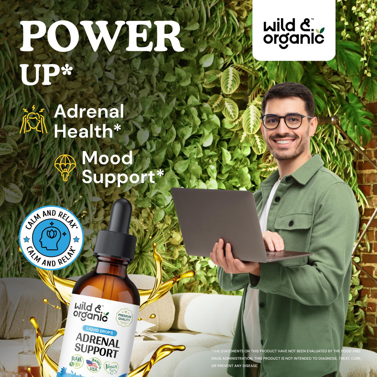Gouttes Wild & Organic Soutien Surrénal avec étiquette visible