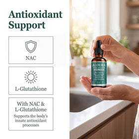 Gouttes XKHZRX Aloura Liver Restore sur une table en bois