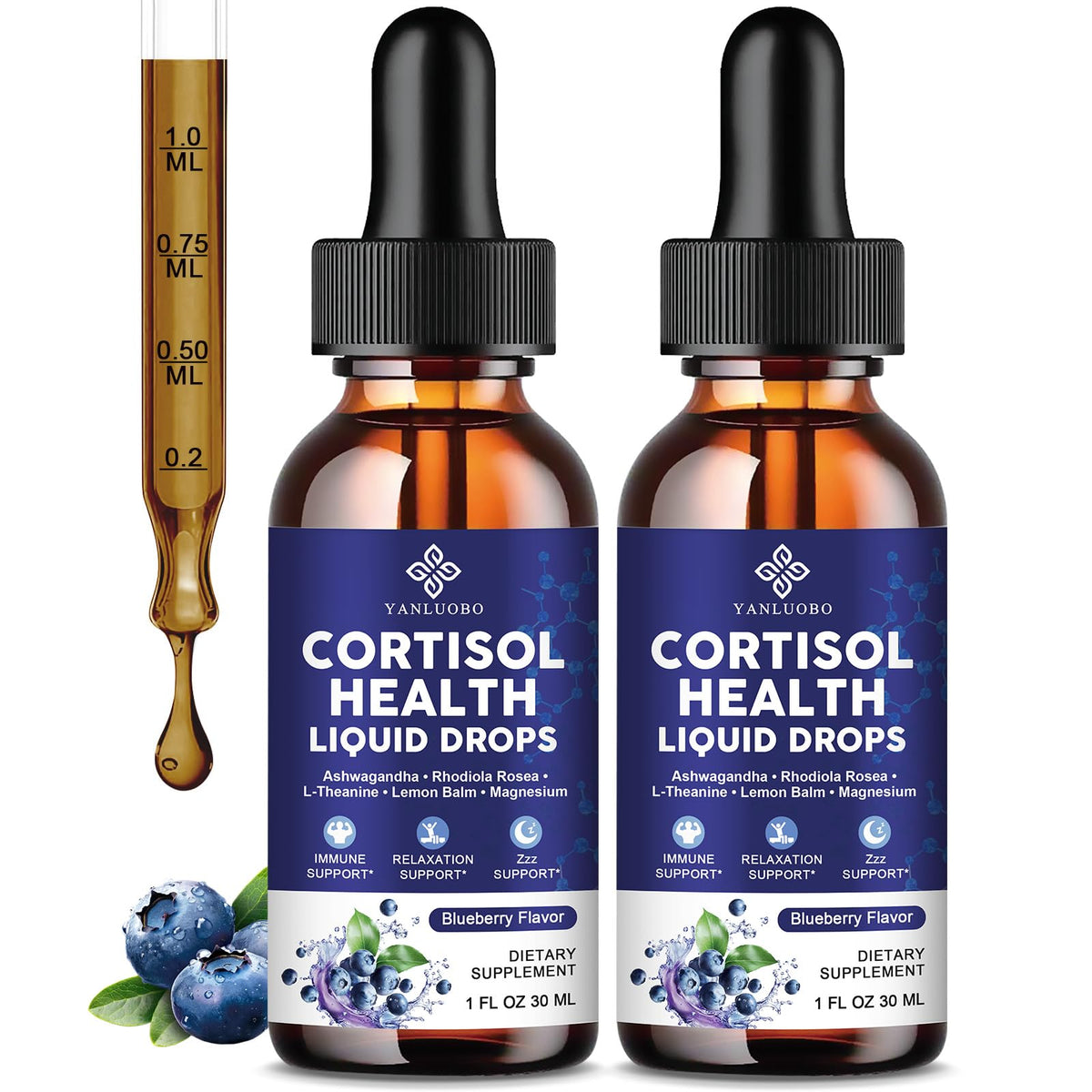 Gouttes YANLUOBO Cortisol 30mL avec étiquette et flacon