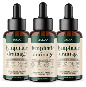 Gouttes ZELSO drainage lymphatique 3 flacons devant un fond blanc
