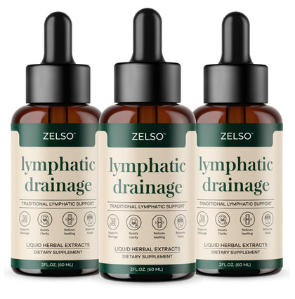 Gouttes ZELSO drainage lymphatique 3 flacons devant un fond blanc