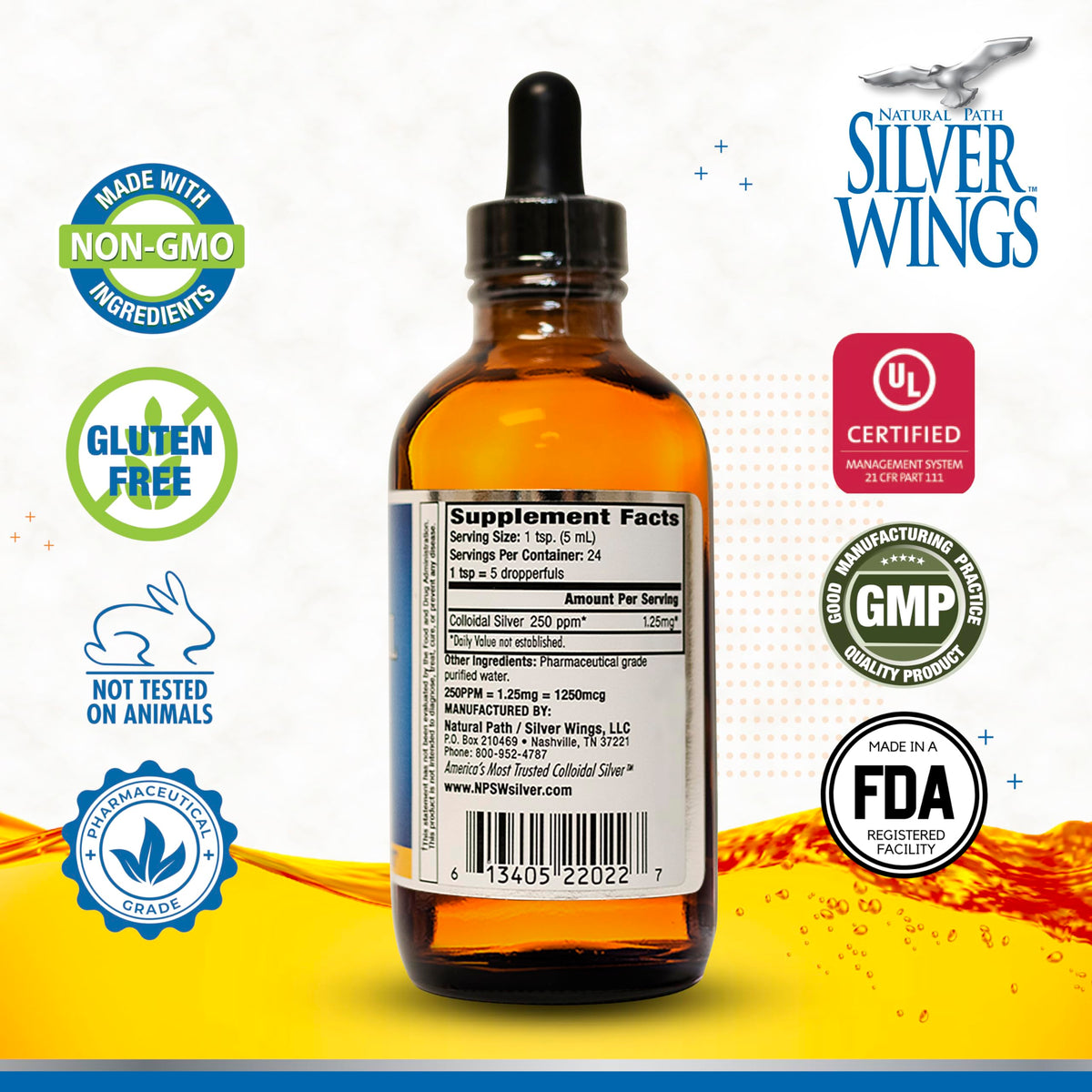 Goutteur du colloïdal d'argent Natural Path Silver Wings