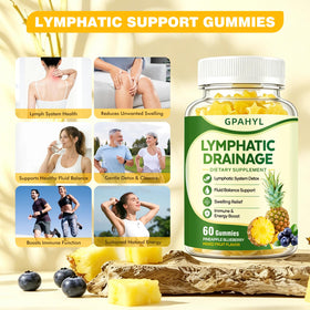 GPAHYL Gummies de Soutien Lymphatique, affichage des gummies à côté d'un verre d'eau