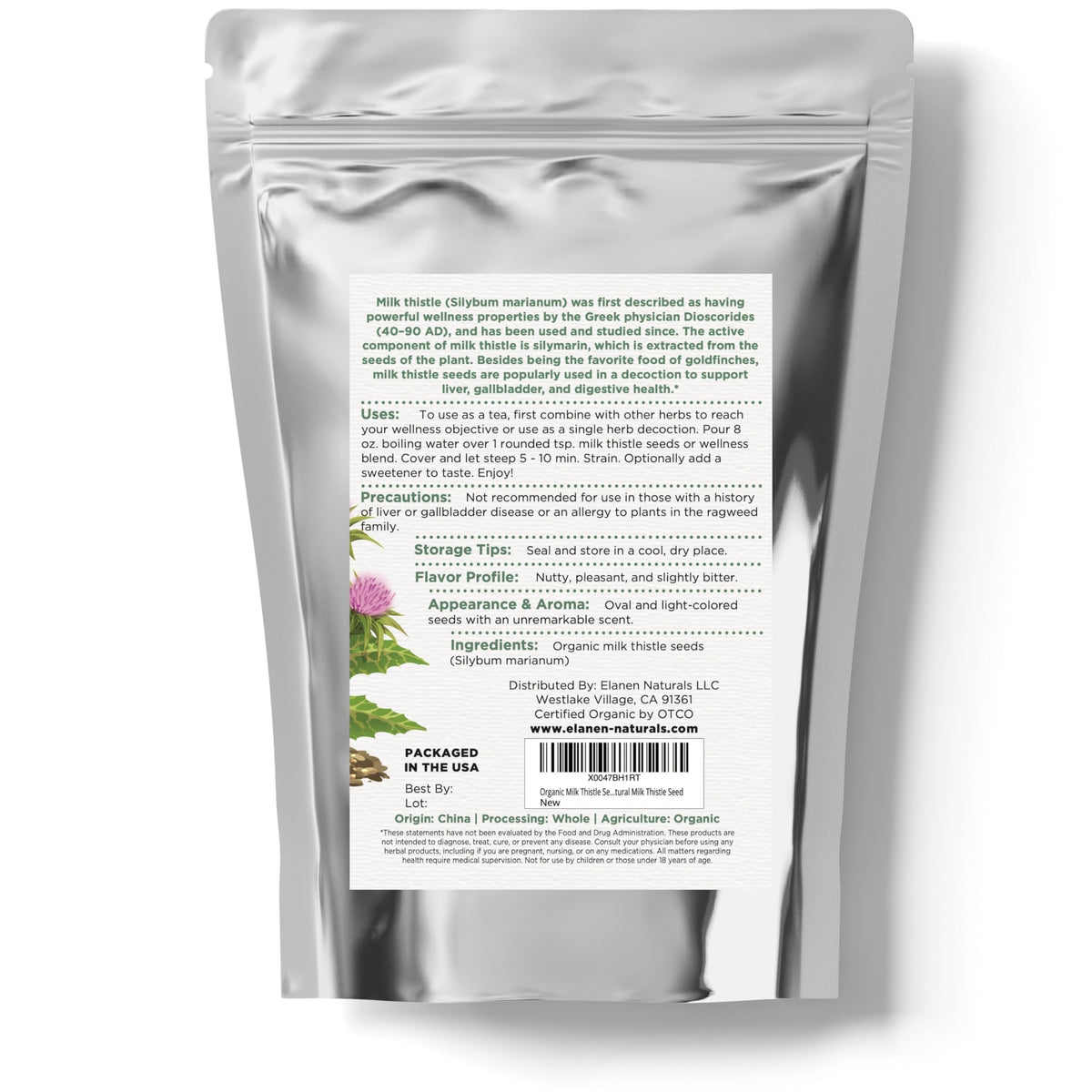 Graines de chardon-marie Elanen Naturals sur une cuillère en bois