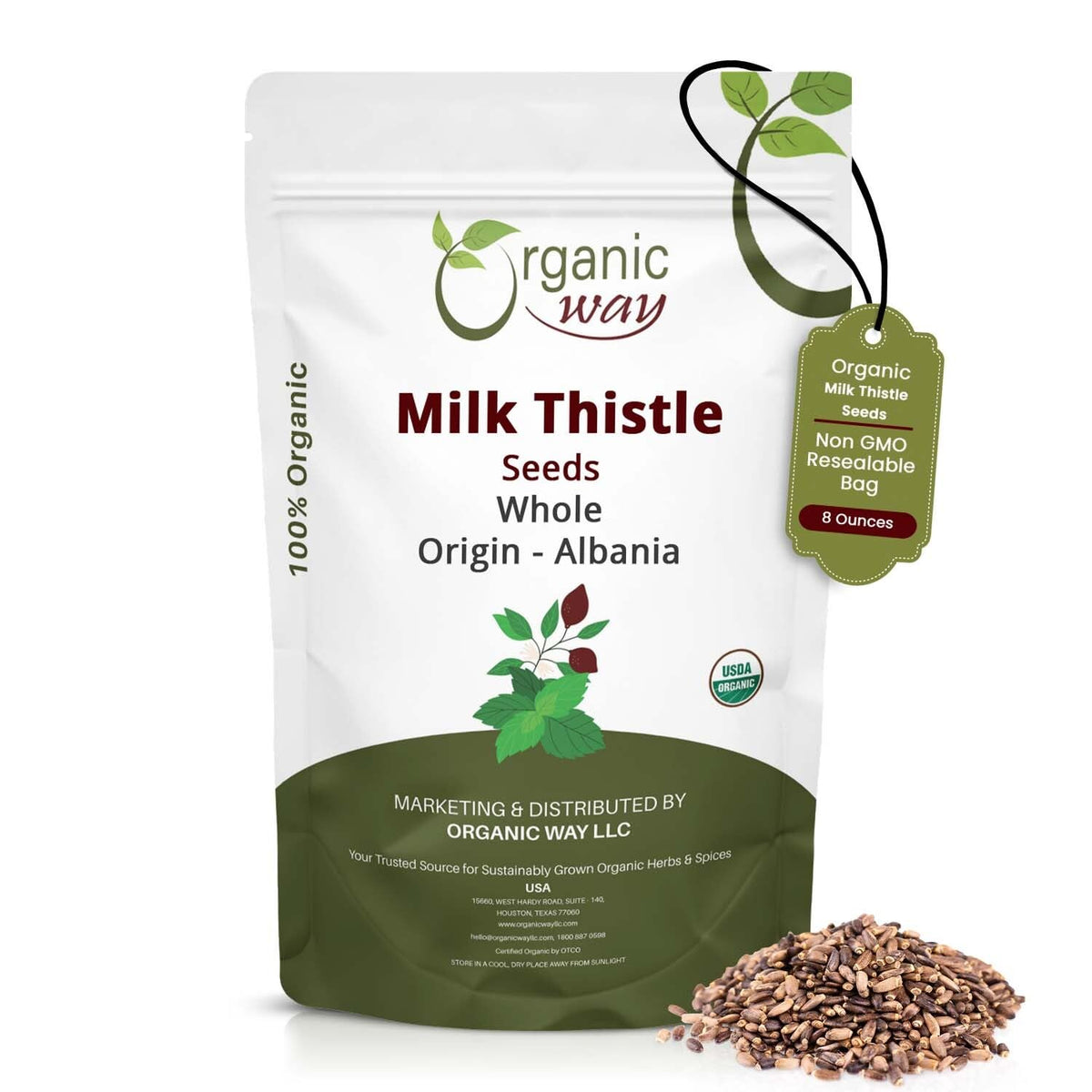 Graines de chardon-marie entières Organic Way 231g vue de face